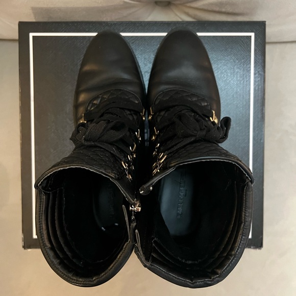Karl Lagerfeld Paris Pervot black combat style boot with lug gold hardware 7.5 - Picture 10 of 14